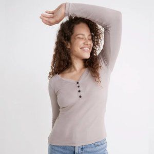 NWT! Madewell Drapey-Rib Henley Tee | Size S